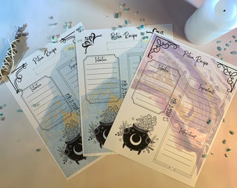 Potion Recipe Grimoire Pages | Spell Book Template (Digital Download)