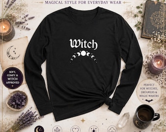 Witchy Moon Phase Long Sleeve Tee | Witch Life Shirt