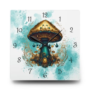 Mushroom Witch Acrylic Wall Clock | Mushroom Clock | Mushroom Clock for Witches | Witch Gift Idea | Mushroom Lover Gift | Gift for Witches