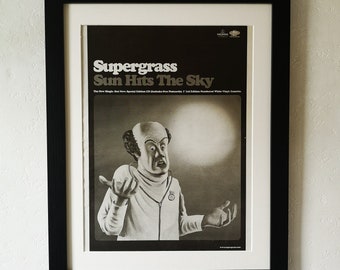 Supergrass - Sun Hits The Sky - 1997 - Affiche promotionnelle originale encadrée