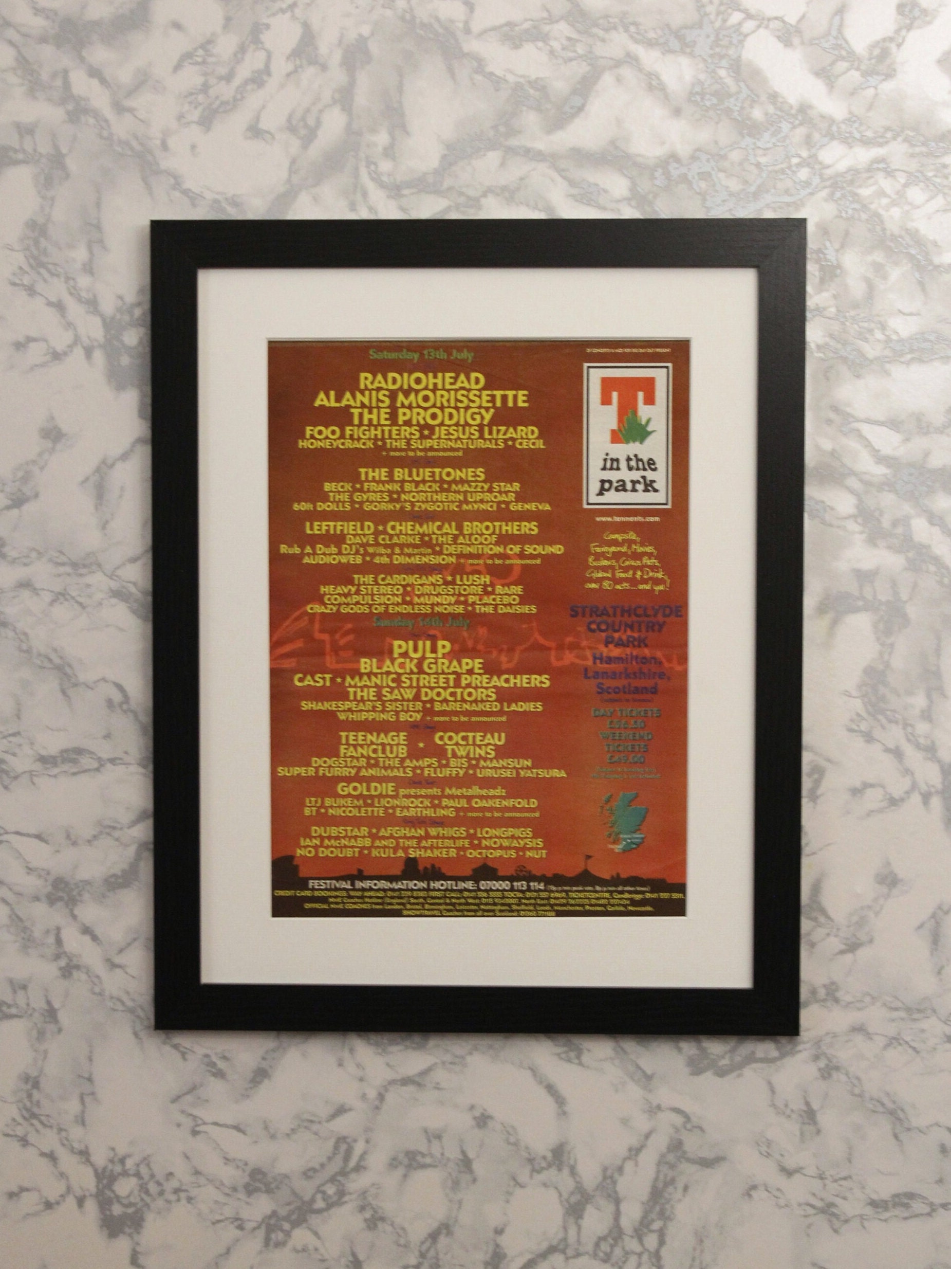 T in the Park - Strathclyde Park - 1996 - Framed Original Promo