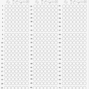 Könnte beinhalten: Ein 75-Tage-Tracker-Diagramm mit Reihen von Kreisen für den täglichen Fortschritt. Oben befinden sich Symbole für Training, Wasseraufnahme, Ernährung, Lesen, Foto und kein Alkohol. Das Diagramm dient zur Gewohnheitsverfolgung.