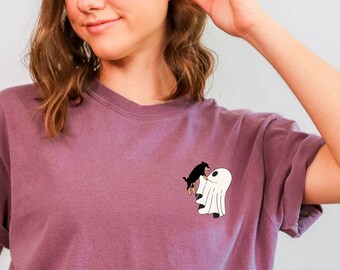 Comfort Colors® Ghost Carrying Dog, Funny Dog Shirt, Halloween Dog Shirt, Pumpkin Shirt, Dog Lovers Shirt, Ghost Shirt, Dog Halloween Shirt
