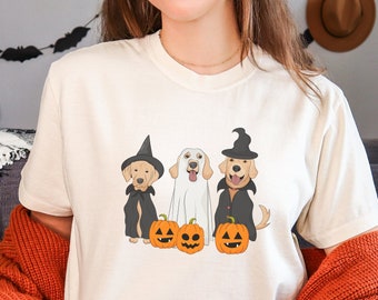 Comfort Colors® Cute Ghost Dog Shirt, Pumpkin Shirt, Halloween Dog Shirt, Dog Lovers Shirt, Ghost Shirt, Halloween Shirts, Funny Dog Shirt