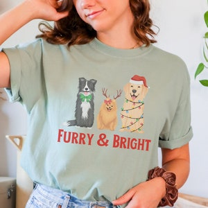 Comfort Colors® Сute Christmas Dogs t-shirt, furry and bright shirt, Christmas tree shirt, Christmas gift for Dog lovers, dog mom shirt