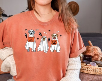 Comfort Colors® Cute Ghost Dog Shirt, Halloween Dog T-Shirt, Pumpkin Shirt, Dog Lovers Shirt, Ghost shirt, Halloween shirts, Funny dog shirt