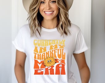 one thankful mom retro thanksgiving tshirt,fall mom tee,retro thankful shirt,gift for mom,fall vibes sweater,groovy mama tee