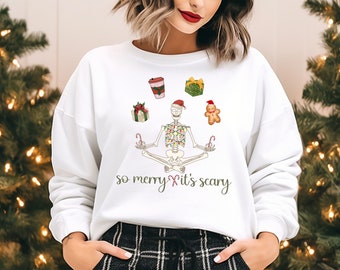 funny christmas sweatshirt,holiday spirit sweater,skeleton christmas apparel,ugly christmas sweater,gift for her,gift for him