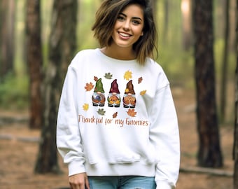 Thankful sweatshirt,friendsgiving sweater,cute fall gnome,gnomies sweatshirt,Thanksgiving sweater,friendship gift,party sweater,fall foliage