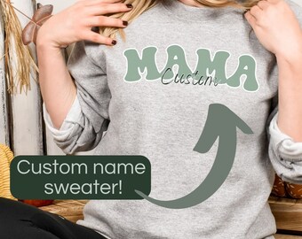 sweat-shirt maman avec des noms d’enfants, sweat-shirt maman personnalisé, cadeaux pour maman, cadeau de nouvelle maman, cadeau de baby shower pour nouvelle maman, pull maman chien