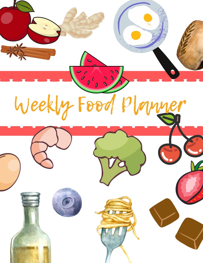 Easy Weekly Food Diet Planner Printable Strawberry Design Etsy
