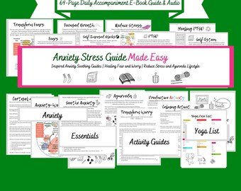 Anxiety Stress Made Easy Guide, PRINTABLE, Personal Development E-Book For Anxiety, Worry, Fears, Inner Turmoil, and Break Mindset Patterns