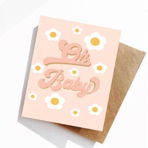 Biglietto d'auguri Oh Baby, biglietto d'auguri per baby shower, biglietto d'auguri, biglietto d'auguri illustrato, interno vuoto