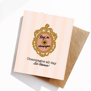 Ring für Champagner Grußkarte, Grußkarte, illustrierte Grußkarte, leer innen