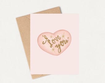 I Love You Greeting Card, Greeting Card, Illustrated Greeting Card