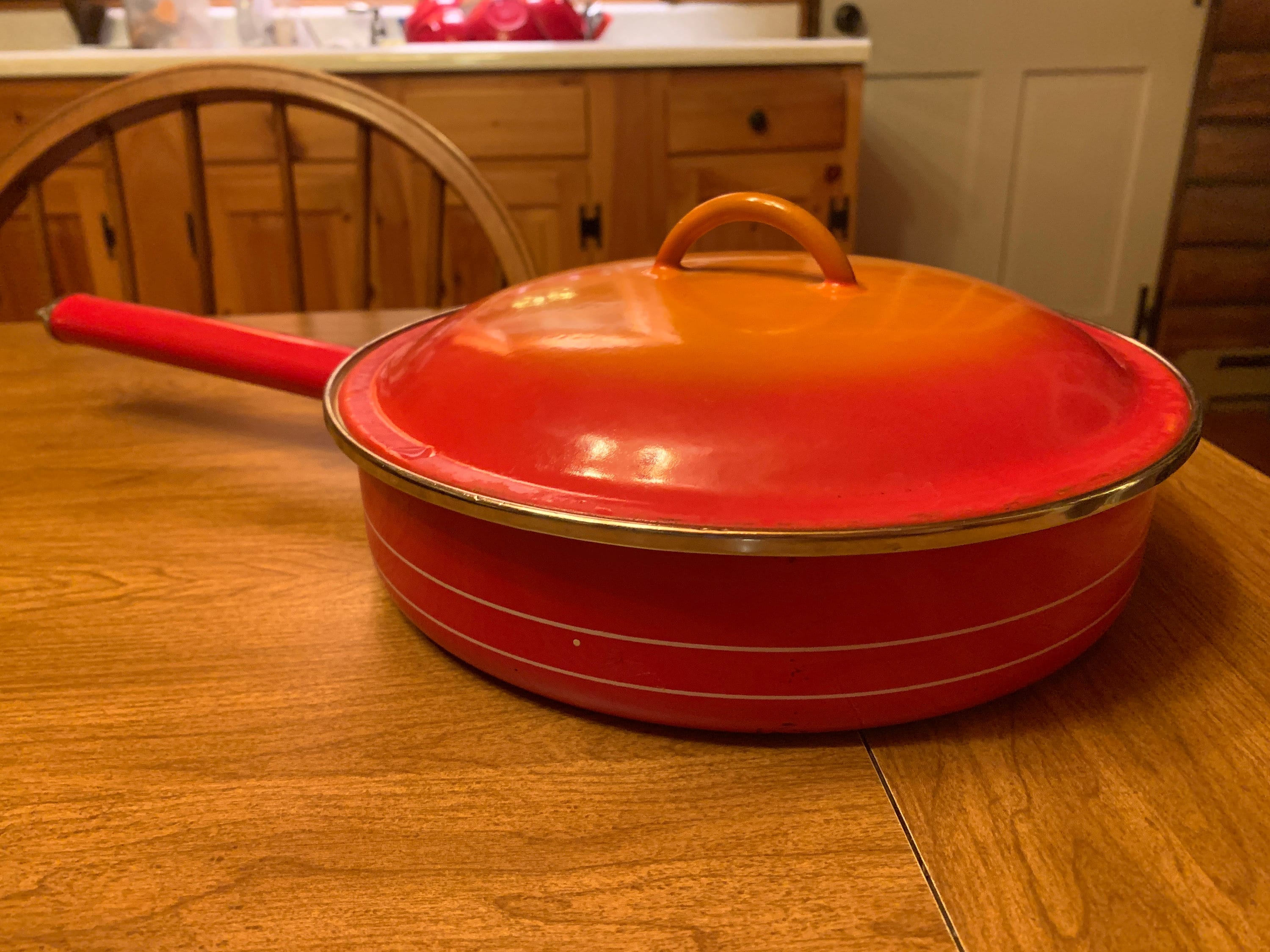Le Creuset #30 Skillet 12 Red Enameled Cast Iron Double Spout Made In  France
