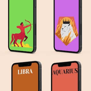 Libra Leo Sagittarius Aquarius Zodiac Phone Wallpaper