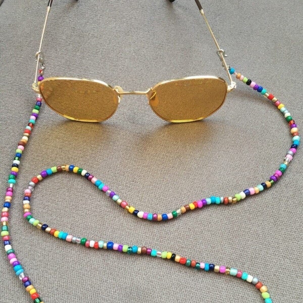 Chaîne de lunettes de perles de sable colorées, bracelet masque, cintre à lunettes, chaînes de lunettes