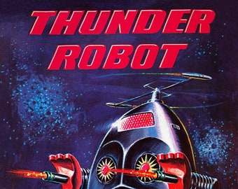 Thunder Robot Vintage Sci-Fi Toy Box Artwork as a Digital image Download