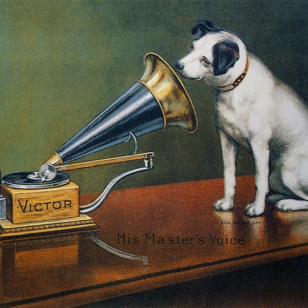 His Master's Voice by Francis Barraud Vintage Advert Artwork available as a Digital image Download