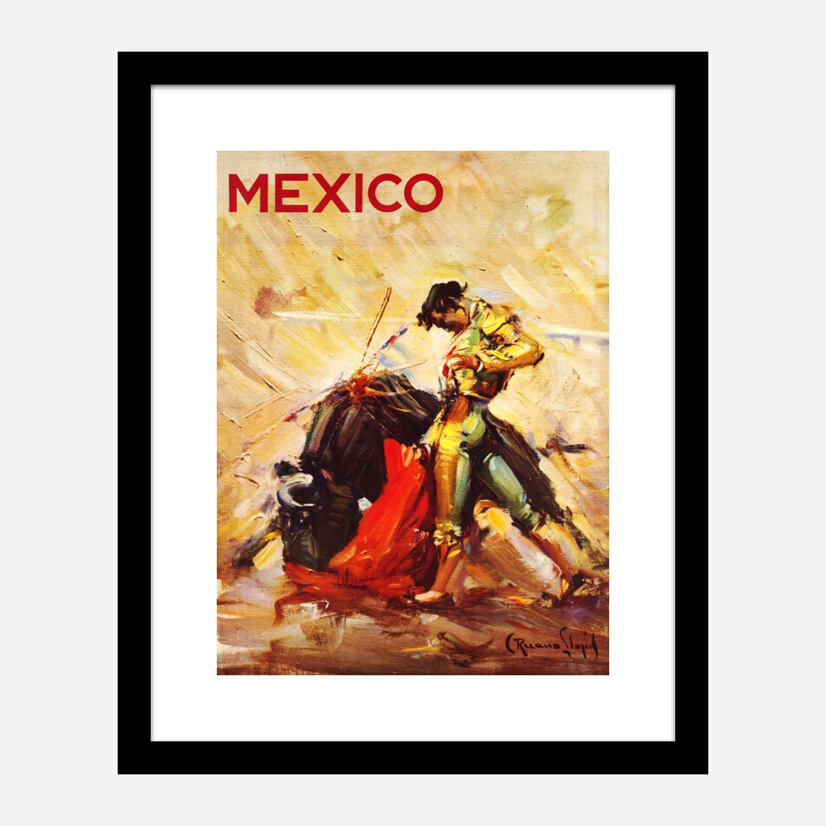 Poster Vintage 'Riviera Messicana 1944' Stile Matador - Riproduzione, Formato 20x30 Pollici