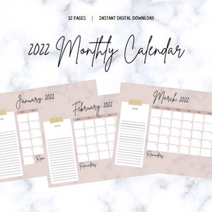 Digital Blush Marble 2022 Calendar