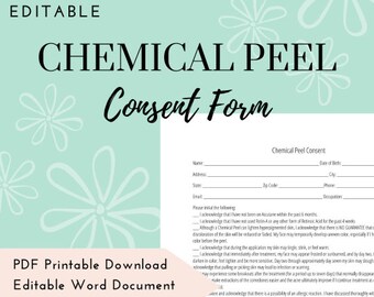 Chemical Peel Consent Form for Estheticians and Skin Care Professionals Template, Esthetician Forms, Esthetician Template, Consent Forms