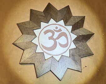 Wooden Sun with Om symbol Wall Hanging
