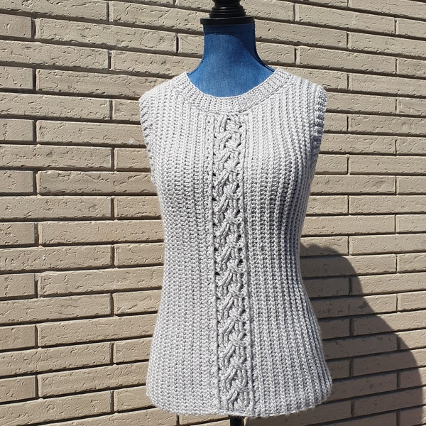 Pull sans manche crochet