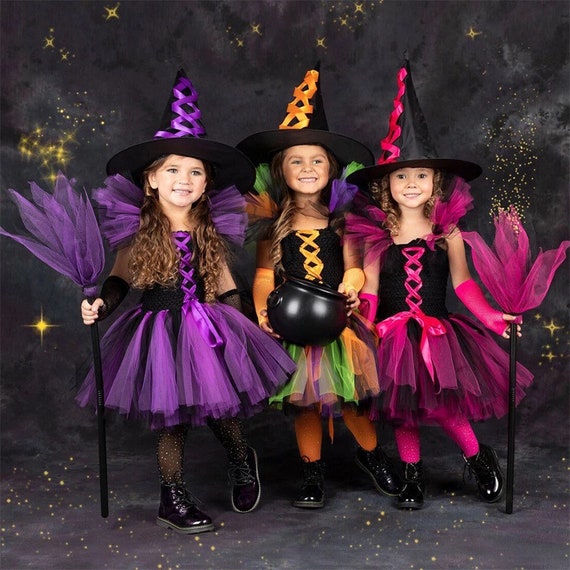 Witch Tutu Toddler Kids Costume Set Broom Hat - Etsy