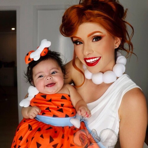 Baby Pebbles Flintstone Costume Historical Stone Age Cave Man Outfits for Baby Girls Boys Caveman Cavegirl Party Photo Shoot