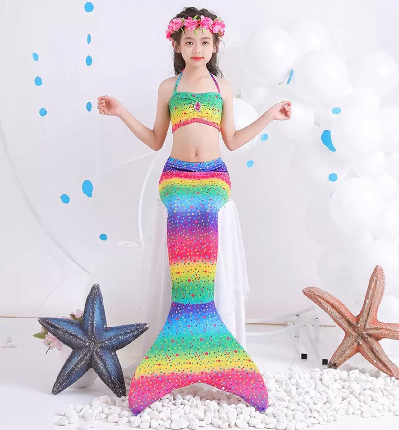 Girls Mermaid Tails Swimming Party Costume Children Mermaid Etsy