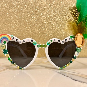 Shamrock Shades/ St Pattys Day parade sunglasses/ feelin lucky bedazzled sunglasses