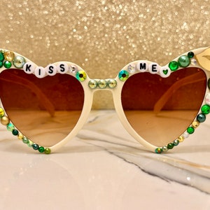 Shamrock Shades/ St Pattys Day parade bedazzled sunglasses/Kiss me I&#39;m Irish sunnies
