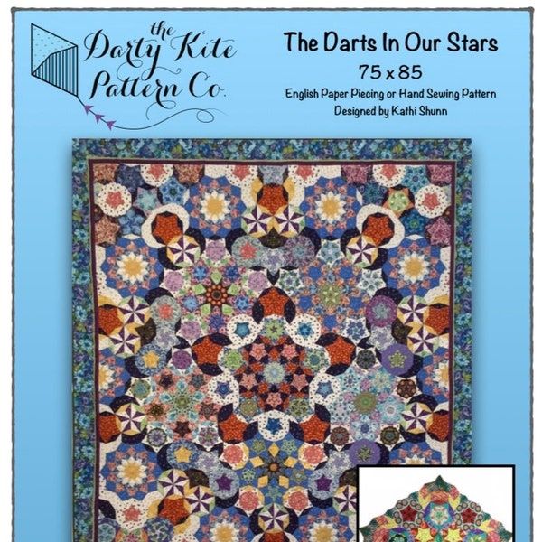 The Darts In Our Stars Quilt PRINTED Pattern for EPP or Hand Piecing