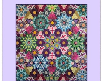 Galaxy Blooms Quilt PDF Pattern for EPP or Hand Piecing