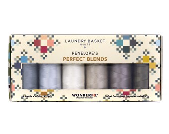 InvisaFil by WonderFil Laundry Basket Quilts  Penelope's Perfect Blends 100 wt thread set