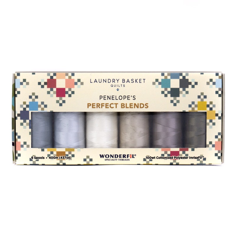InvisaFil by WonderFil Laundry Basket Quilts Penelope's Perfect Blends 100 wt thread set image 1