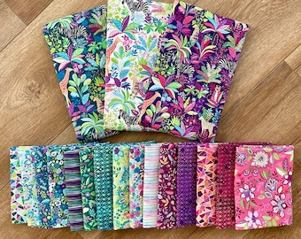 Tropica by Makower UK bundles , Half yard  or FQ bundles with extra animal fabric
