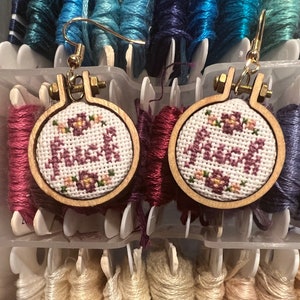 F***  Earrings/Cross Stitched Earrings/Funny Earrings