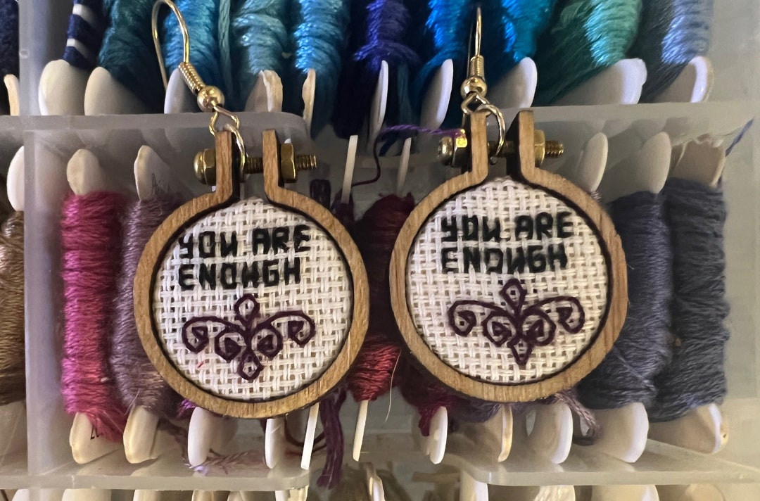 You Are Enough Earrings/cross Stitch Earrings/inspirational Earring