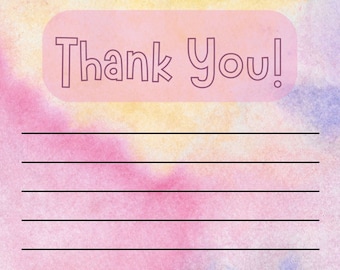 Printable Thank You Cards, Set of 6, Instant Download, Watercolor Print ...