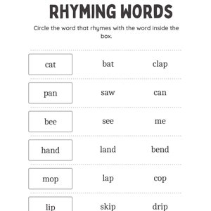Rhyming Worksheets