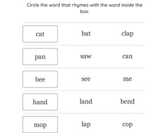 Rhyming Worksheets