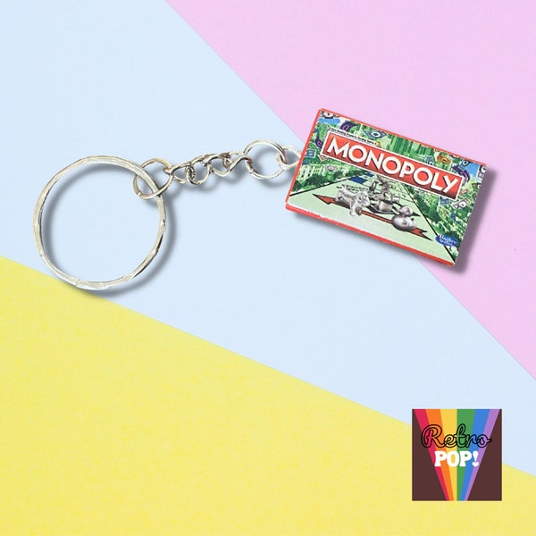 Micro Toy Box Monopoly Keyring or Necklace | Miniature toys keyring | Quirky gift | Retro toys | Nostalgia | Board game gift