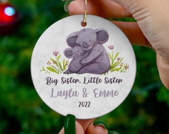 Big Sister Little Sister Personalized Christmas Ornament 2024, Sister Gift