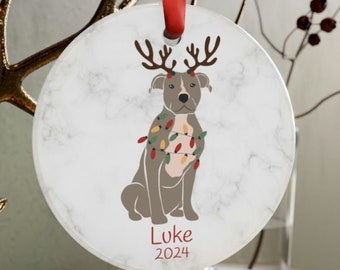 Personalized Pitbull Christmas Ornament, Custom Dog Ornament Pet Lover Gift