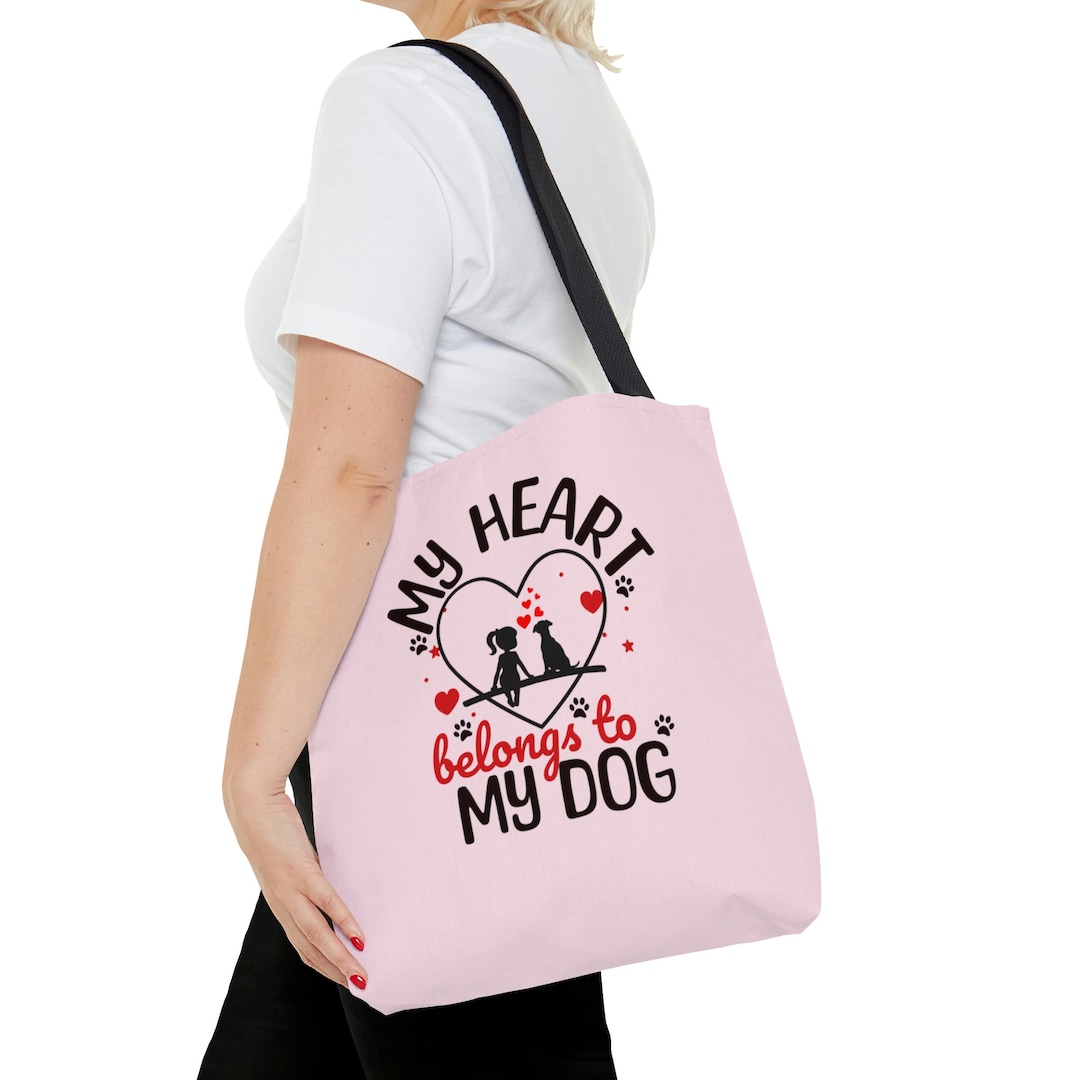 Dog Lover Tote Bag for Women, Dog Mom Light Pink Tote Bag, I Love My
