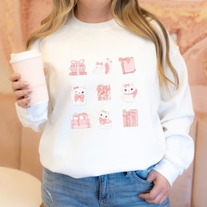 Kokette Sweatshirt, Katze und Buch Sweatshirt, Katze und Bogen Kokette Top, Preppy Sweatshirt, Buch-Liebhaber-Katzenliebhaber-Geschenk, Bücher und Katzen Geschenk