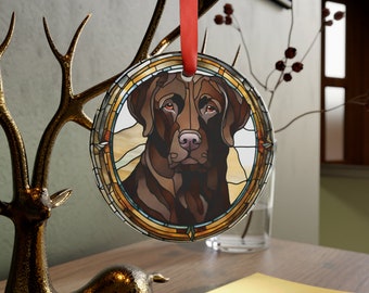 Personalized Stained Glass Style Labrador Ornament, Custom Labrador Retriever Gift, Black Lab Gift, Yellow Lab Gift, Dog Memorial, Pet Loss